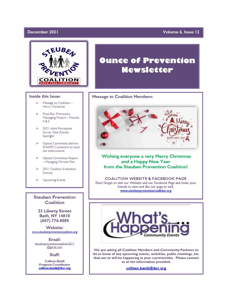 December 2021 Newsletter Page 1 791x1024 - Steuben Prevention Coalition - Ounce of Prevention (December)