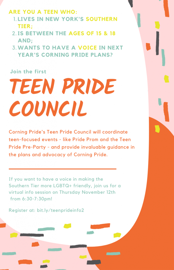 Teen Pride Council Info Night registration flyer 1 1 662x1024 - Corning Teen Pride Council to Host Virtual Information Session